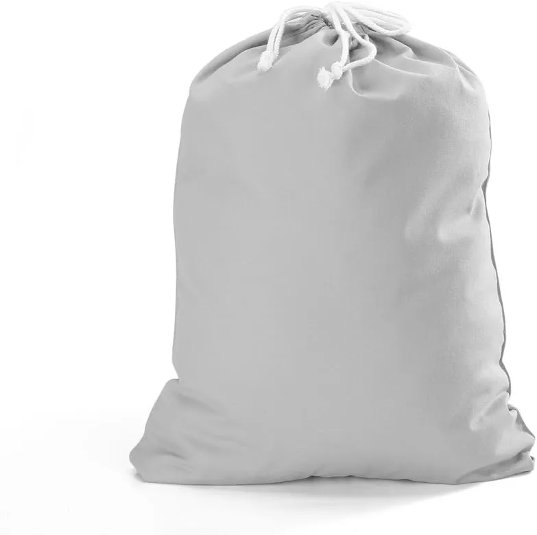 100% Cotton Canvas Travel Laundry Bag, 2-Pack (Large, Light Grey)