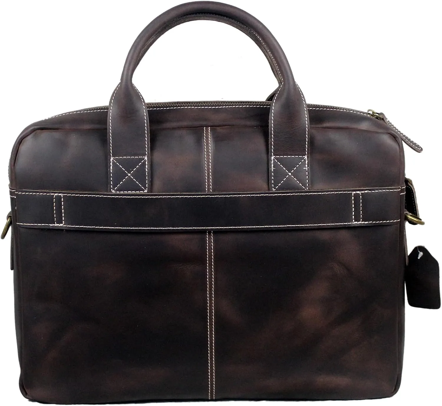 16" Full Grain Leather Briefcase Laptop Bag Shoulder Messenger Bag Classic Handbag for Business or Travel