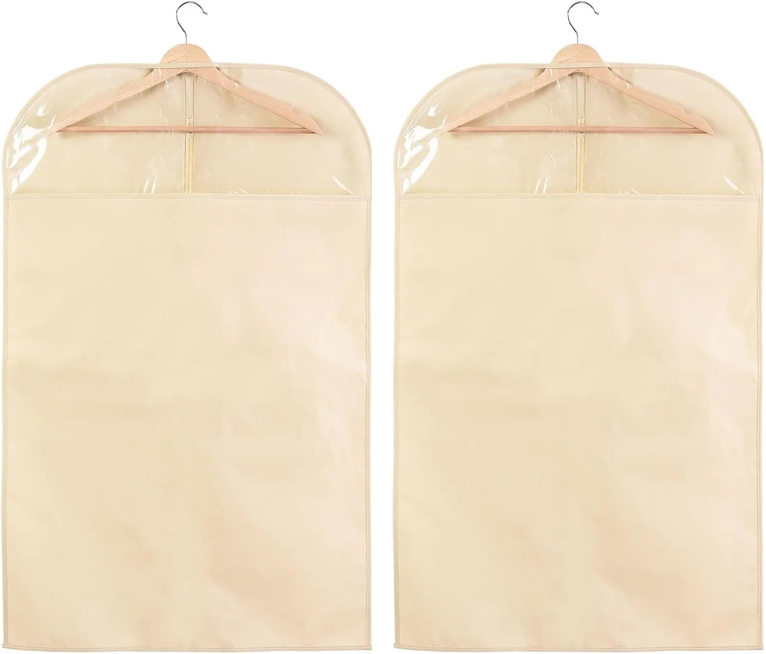 2 Garment Bag with Transparent Window, Dress Bags with Zipper, Non Woven Fabrics, Portable, for Wardrobe Storage, Travel(60x100cm/24x39in)