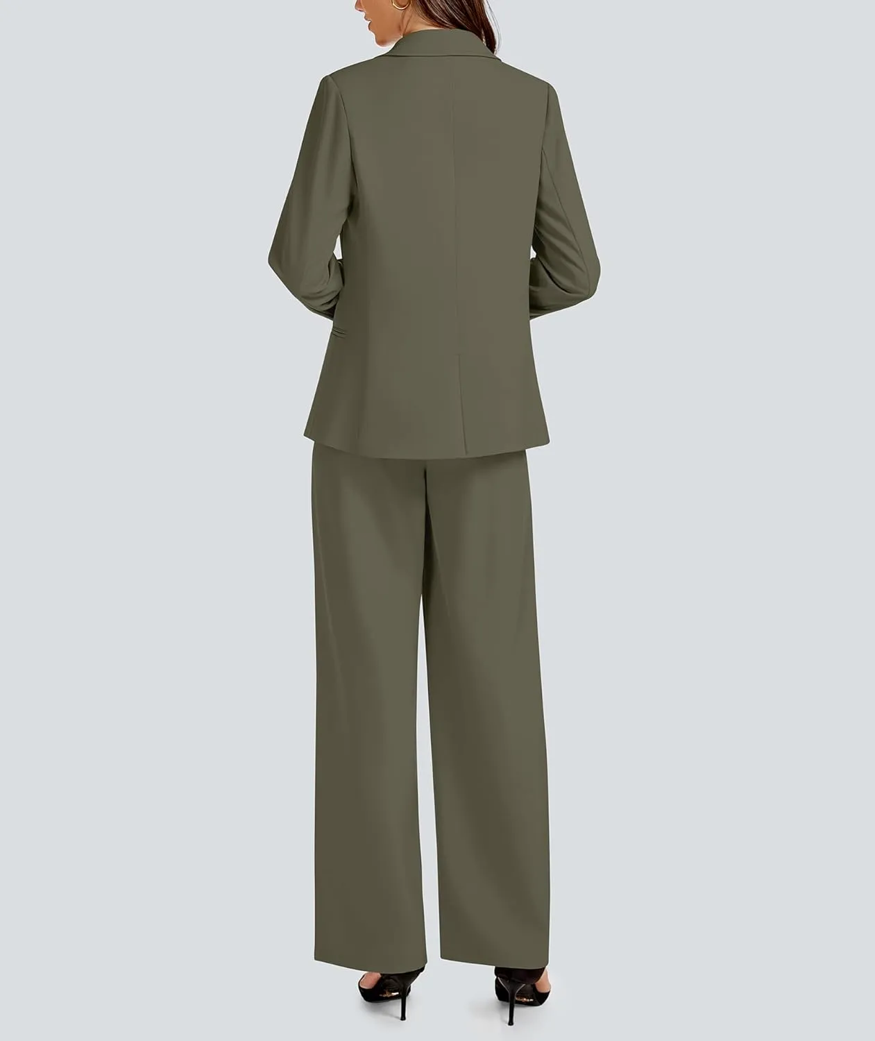 2 Piece Outfits for Women Business Casual Asymmetrical Blazer Jacket and Wide Leg Pants Matching Suit Sets