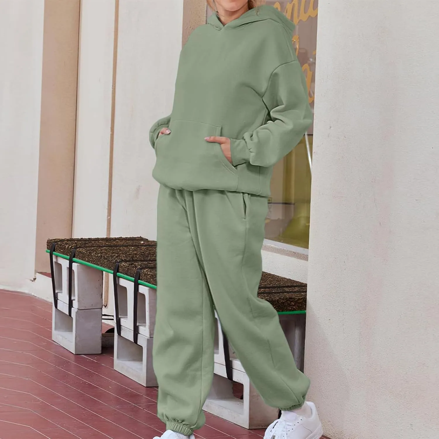 2 Piece Set Oversized With Pockets Hoodie Y2k Sweatsuit: Fashion Sweatsuit Casual Trendy Loose Fit Baggy Set
