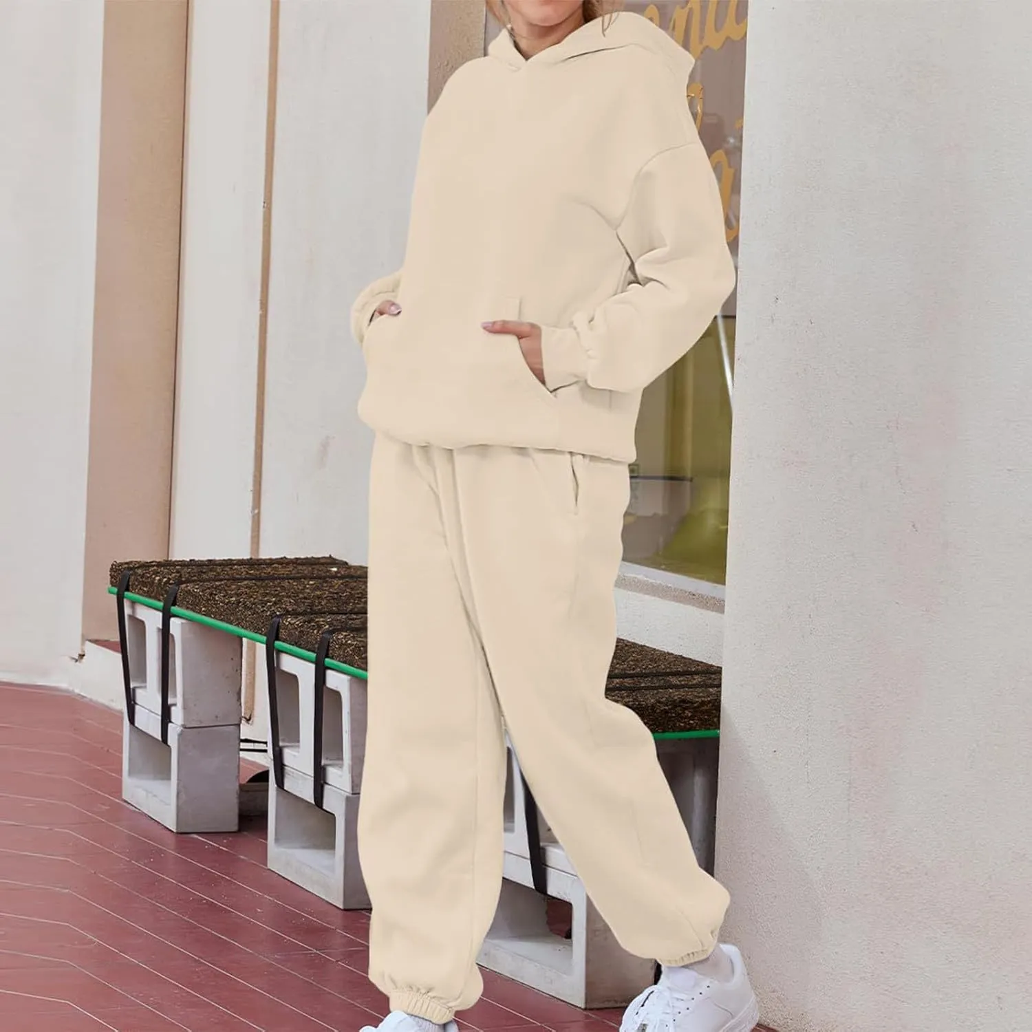 2 Piece Set Oversized With Pockets Hoodie Y2k Sweatsuit: Fashion Sweatsuit Casual Trendy Loose Fit Baggy Set