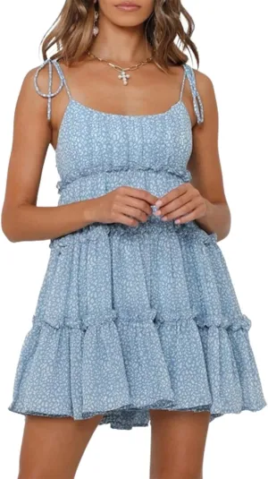 2024 New Women's Summer Printed Suspender Mini Dress,Summer Floral Mini Dress,Women's Boho Floral Mini Dress