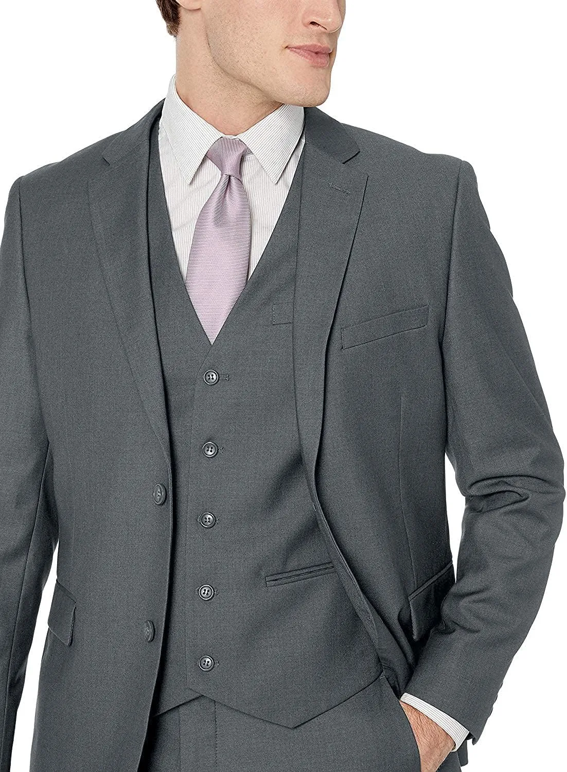 Adam Baker Men's Classic Fit 3-Piece (Jacket, Vets, Trousers) Vested Suit Set - Many Sizes & Colors Available