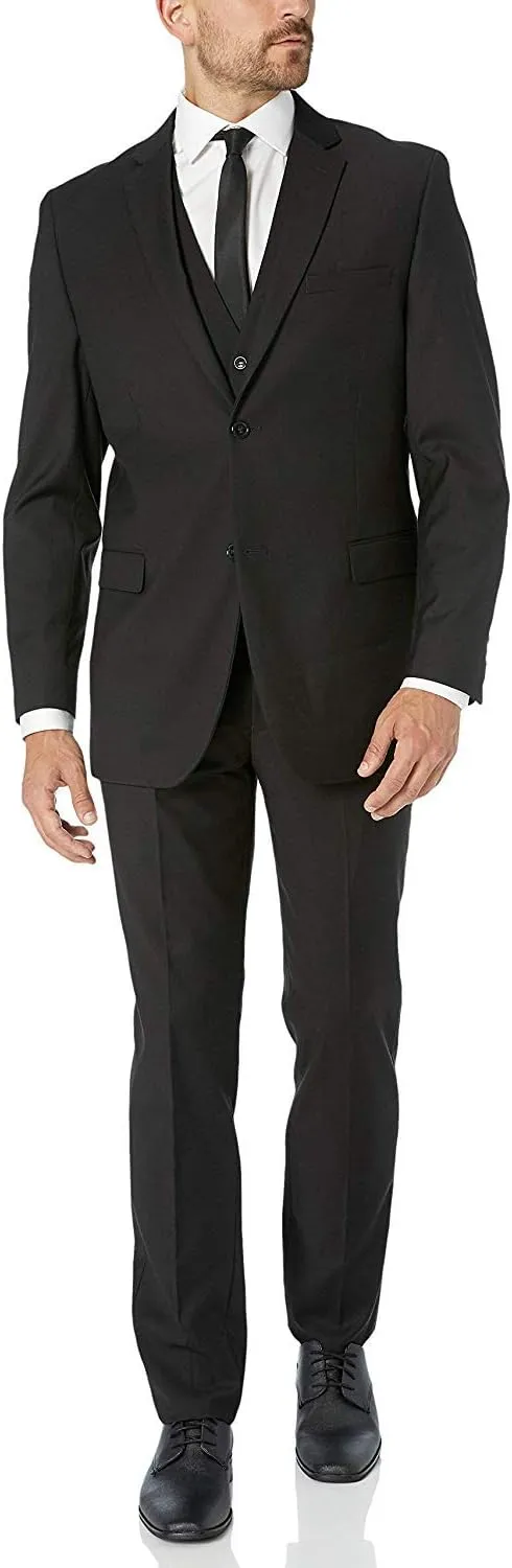 Adam Baker Men's Classic Fit 3-Piece (Jacket, Vets, Trousers) Vested Suit Set - Many Sizes & Colors Available
