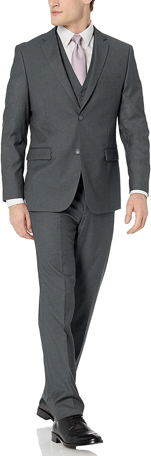 Adam Baker Men's Classic Fit 3-Piece (Jacket, Vets, Trousers) Vested Suit Set - Many Sizes & Colors Available