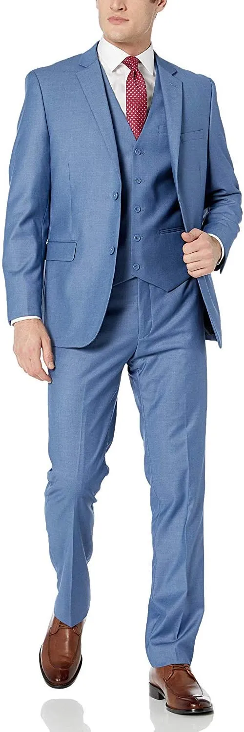 Adam Baker Men's Classic Fit 3-Piece (Jacket, Vets, Trousers) Vested Suit Set - Many Sizes & Colors Available