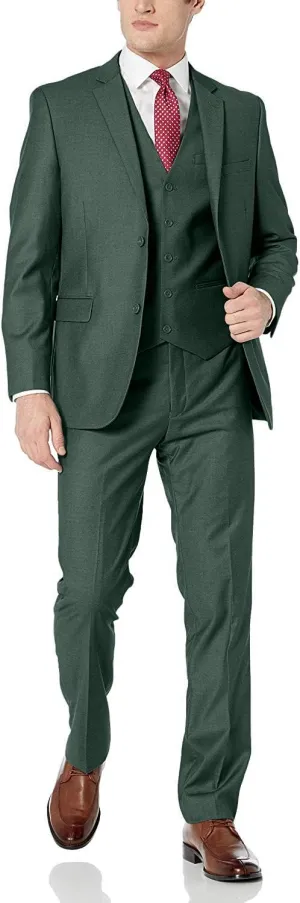 Adam Baker Men's Classic Fit 3-Piece (Jacket, Vets, Trousers) Vested Suit Set - Many Sizes & Colors Available