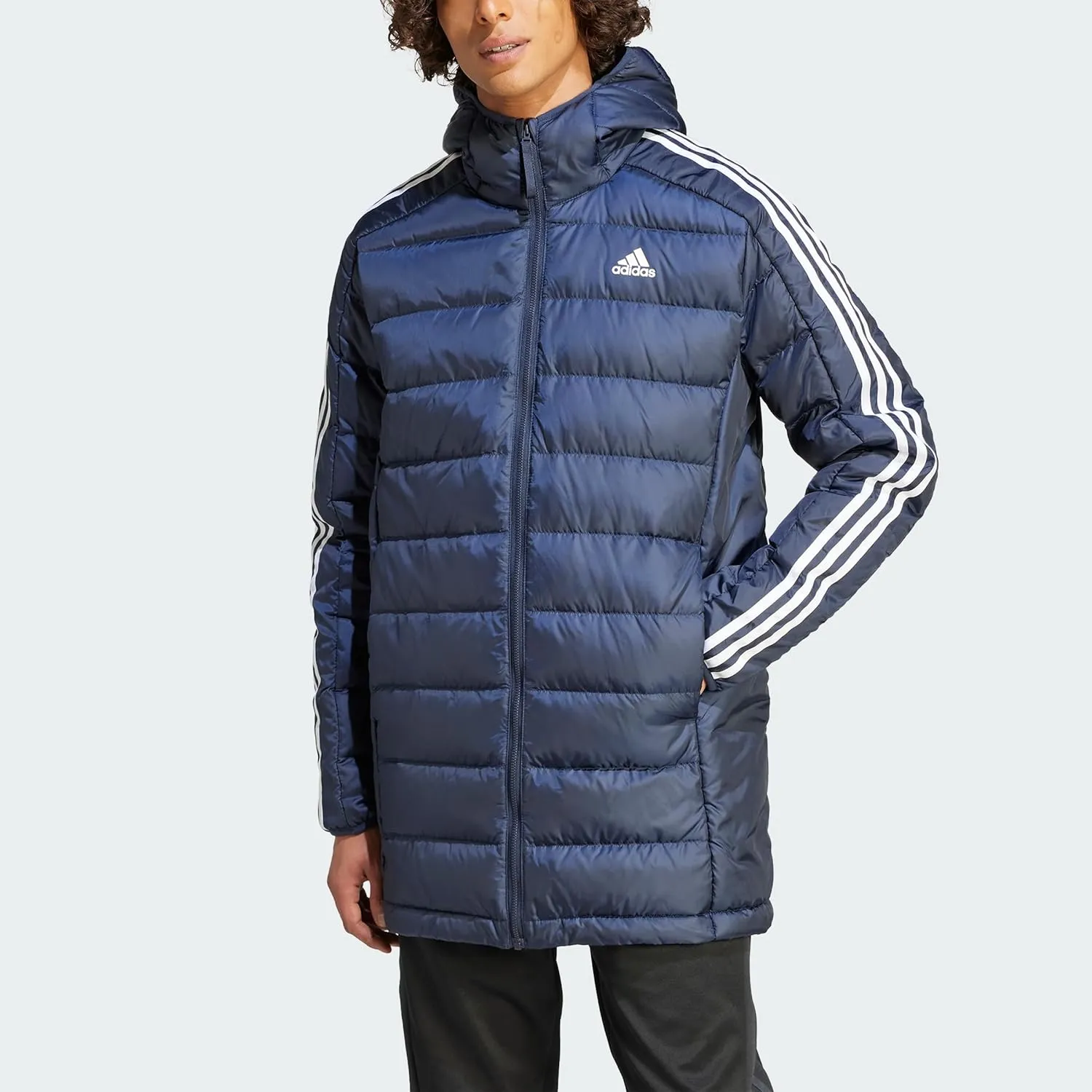adidas Essentials 3-Stripes Light Down Hooded Parka Men's Down Jacket