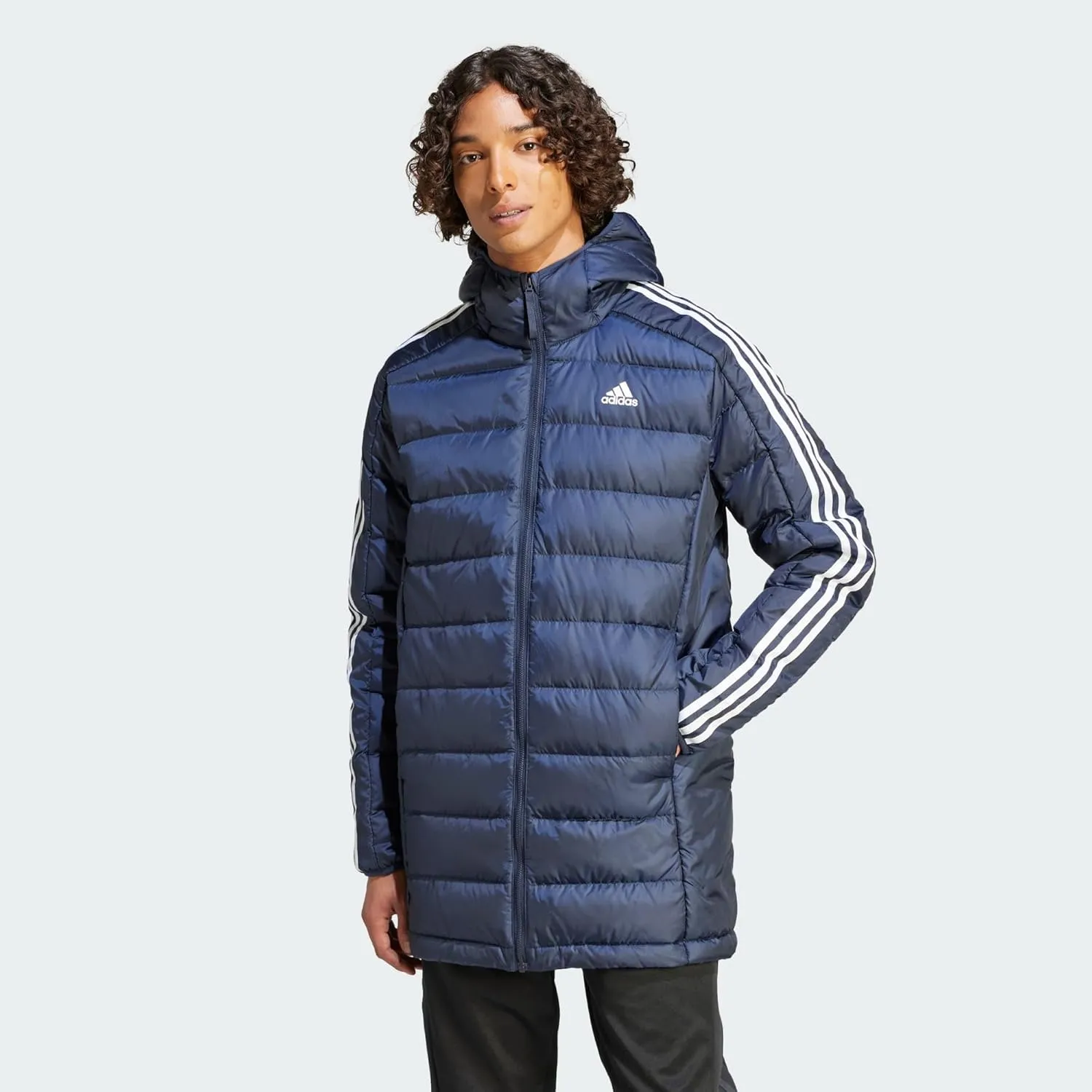 adidas Essentials 3-Stripes Light Down Hooded Parka Men's Down Jacket