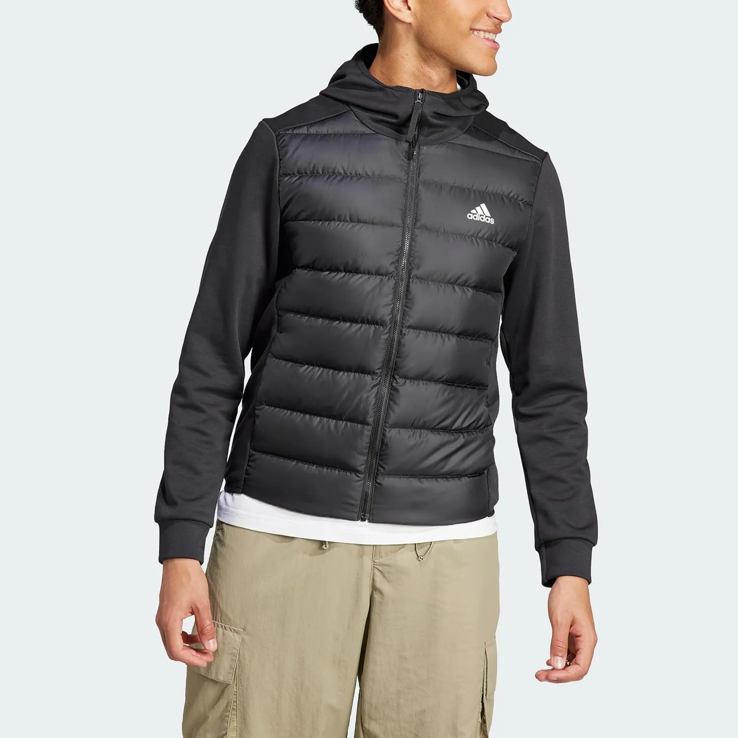 adidas Men's Essentials Hybrid Down Hooded Jacket