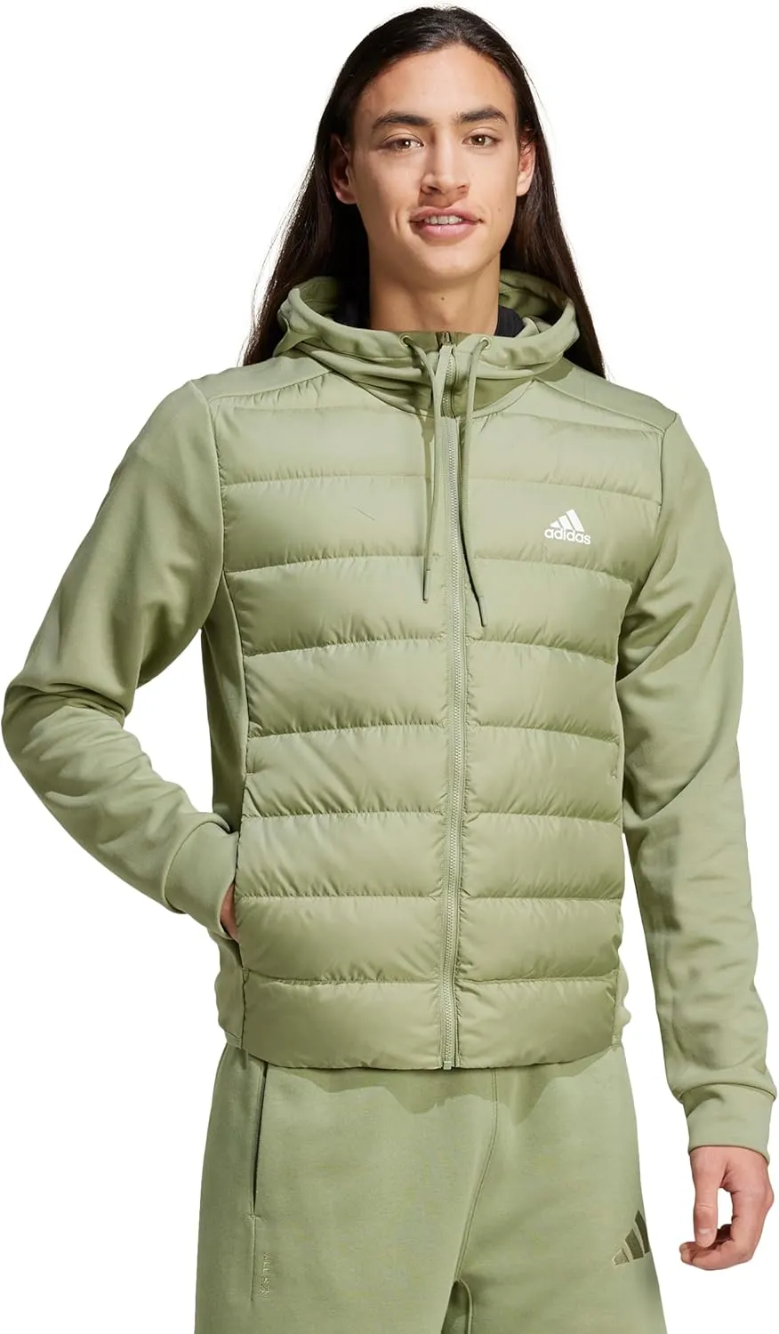 adidas Men's Essentials Hybrid Down Hooded Jacket