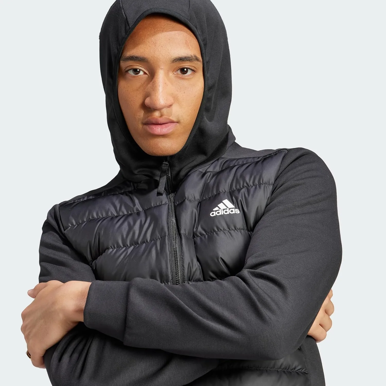 adidas Men's Essentials Hybrid Down Hooded Jacket