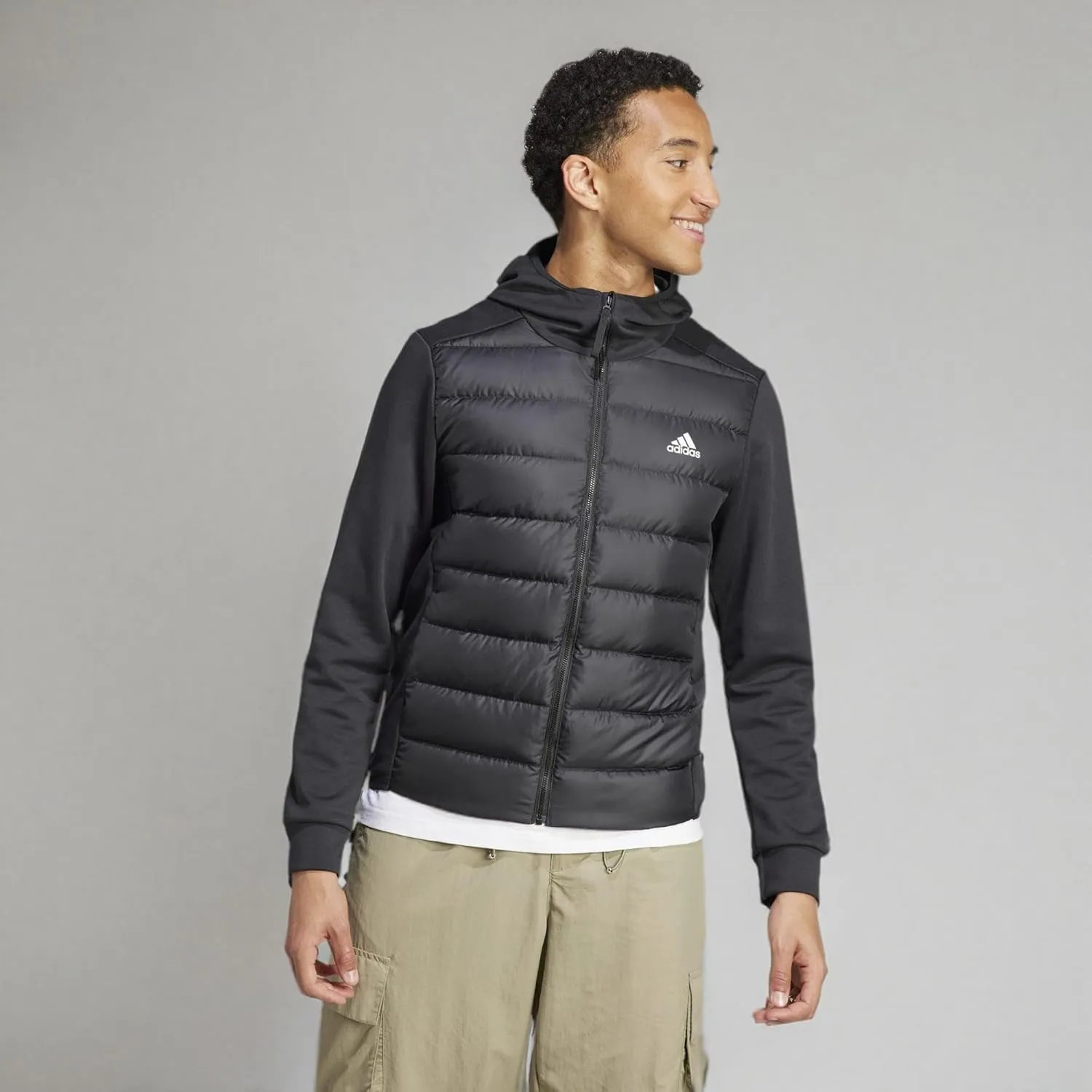 adidas Men's Essentials Hybrid Down Hooded Jacket