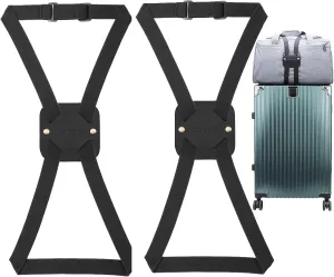 Adjustable Luggage Straps for Suitcases Add a Bag High Elastic Travel Bag Bungees Connecting Carry On Bag TSA Approved (2 Pack Black)