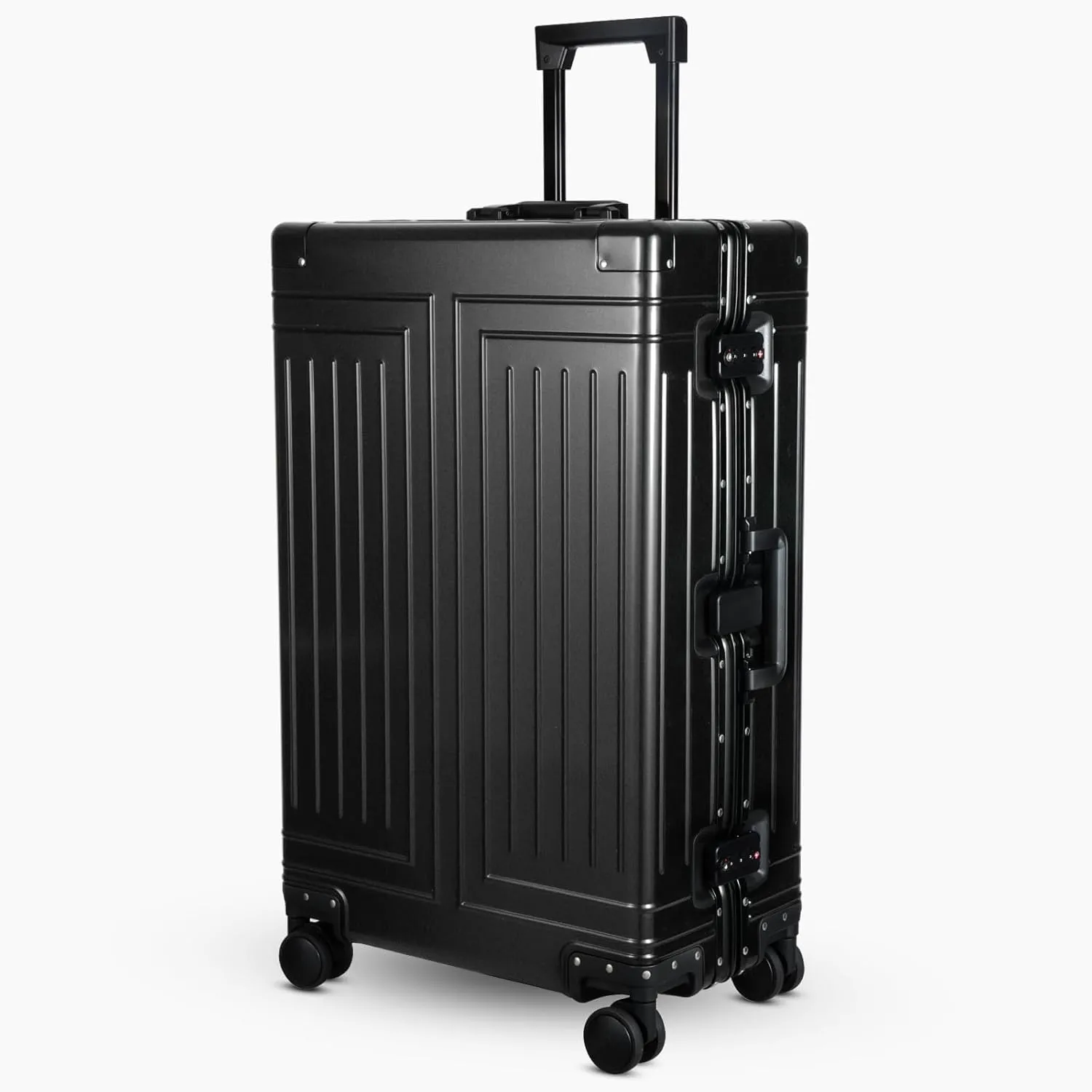 All-Aluminum-Magnesium Trolley Case,Hardside Carry-on Suitcase,Zip-free cabin Luggage,Suitcase with Spinner Wheels built-in TSA lock, Medium size luggage (Black, 20-Inch)