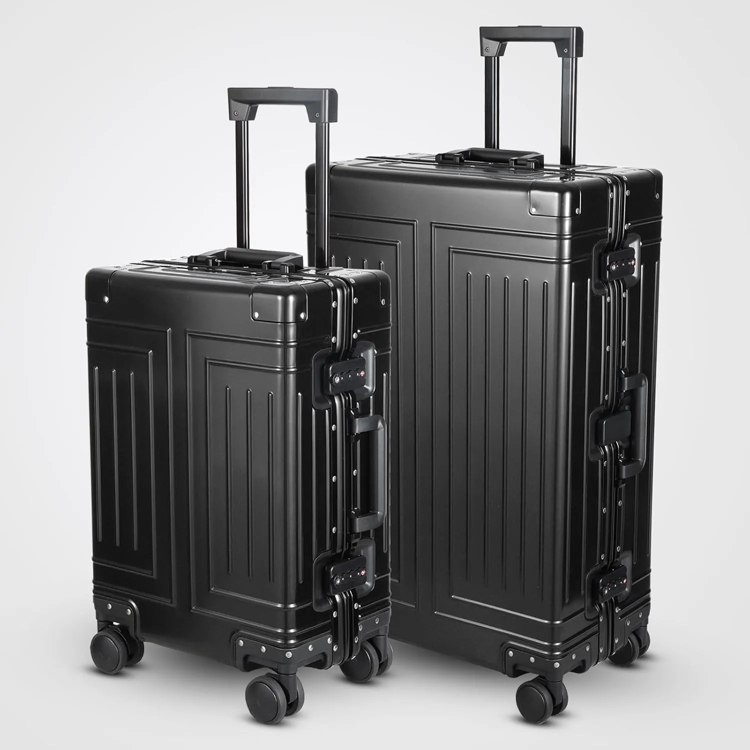 All-Aluminum-Magnesium Trolley Case,Hardside Carry-on Suitcase,Zip-free cabin Luggage,Suitcase with Spinner Wheels built-in TSA lock, Medium size luggage (Black, 20-Inch)