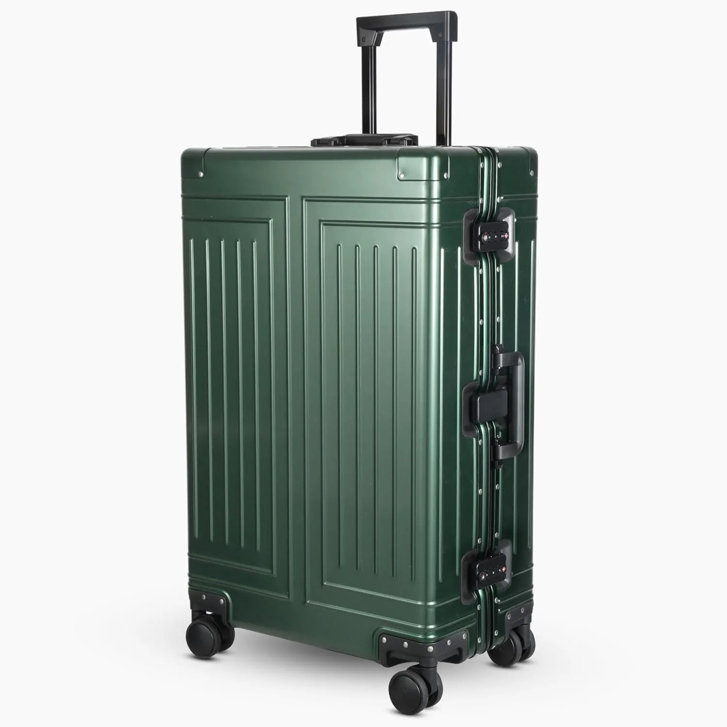 All-Aluminum-Magnesium Trolley Case,Hardside Carry-on Suitcase,Zip-free cabin Luggage,Suitcase with Spinner Wheels built-in TSA lock, Medium size luggage (Green, 20-Inch)