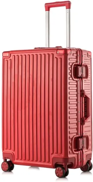 Aluminum Frame Hardside Luggage, 20 Inch Spinner Suitcase with TSA Locks, Available in Black, Red, Mint Green (Red, 20 inch)