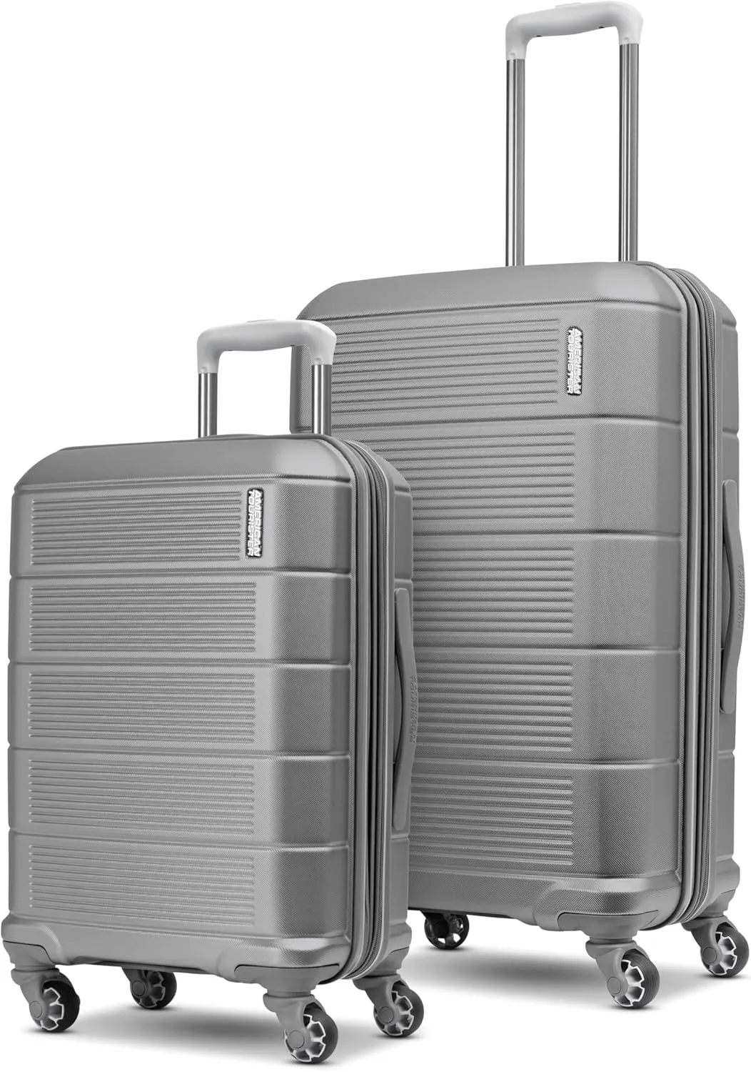 American Tourister Stratum 2.0 Expandable Hardside Luggage with Spinner Wheels, 2PC SET 20/24, Silver