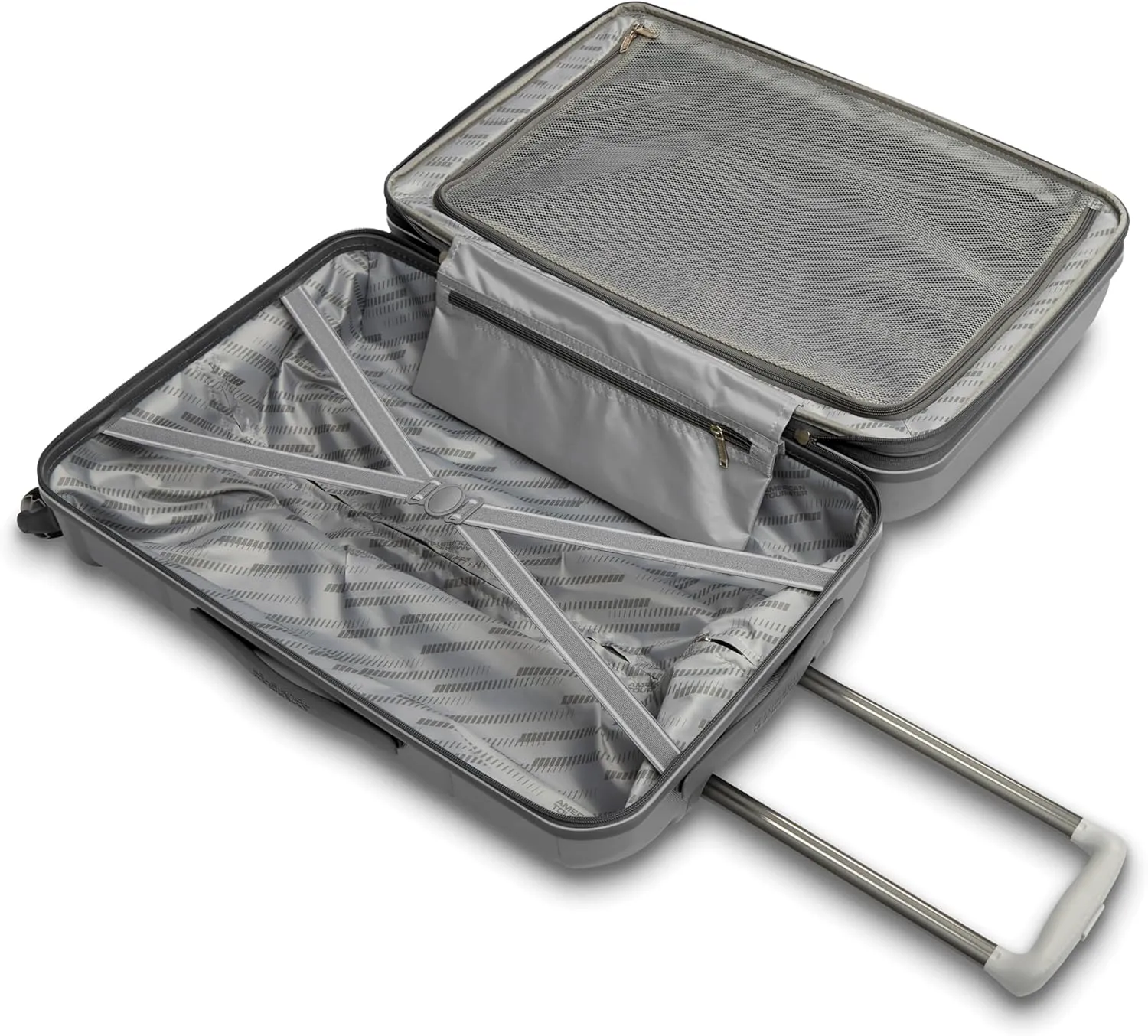 American Tourister Stratum 2.0 Expandable Hardside Luggage with Spinner Wheels, 2PC SET 20/24, Silver
