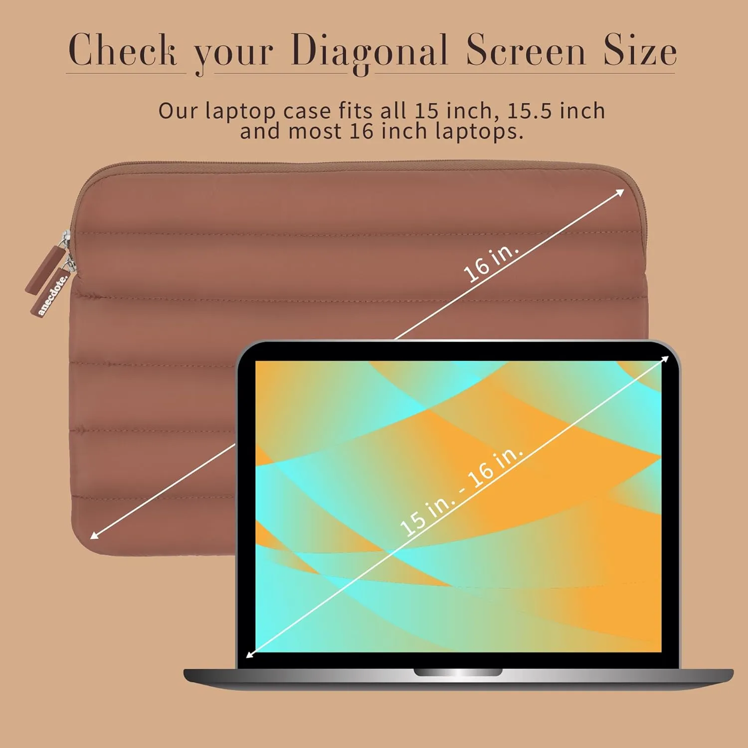 ANECDOTE Laptop Case 15-16 Inch  A Perfect Laptop Sleeve - Compatible with MacBook Air/Pro 15 inch M3 M2 M1 Chip Pro Max 2023-2021  Fits Well, Made of 100% Nylon with Aesthetic Design (Mauve)