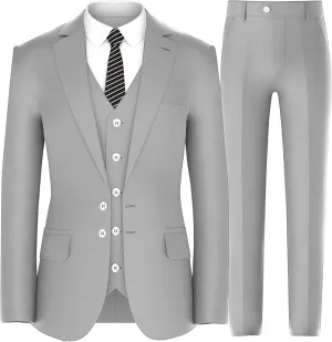 Antonio Uomo Mens Suit Set  Classic Fit 3 Piece Blazer Single Breasted Jacket Vest Pants for Business Wedding Dress Suits