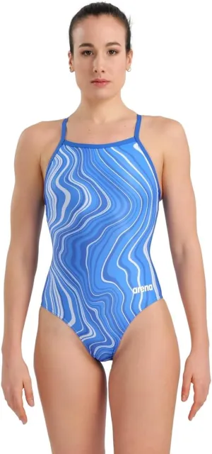 ARENA Women's Performance Marbled Sports Swimsuit Light Drop Back Bathing Suit