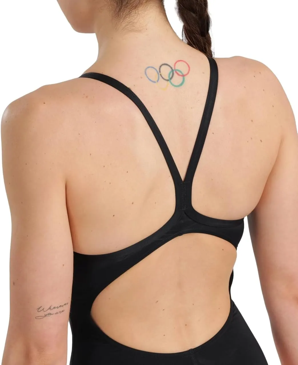ARENA Women's Performance Marbled Sports Swimsuit Light Drop Back Bathing Suit