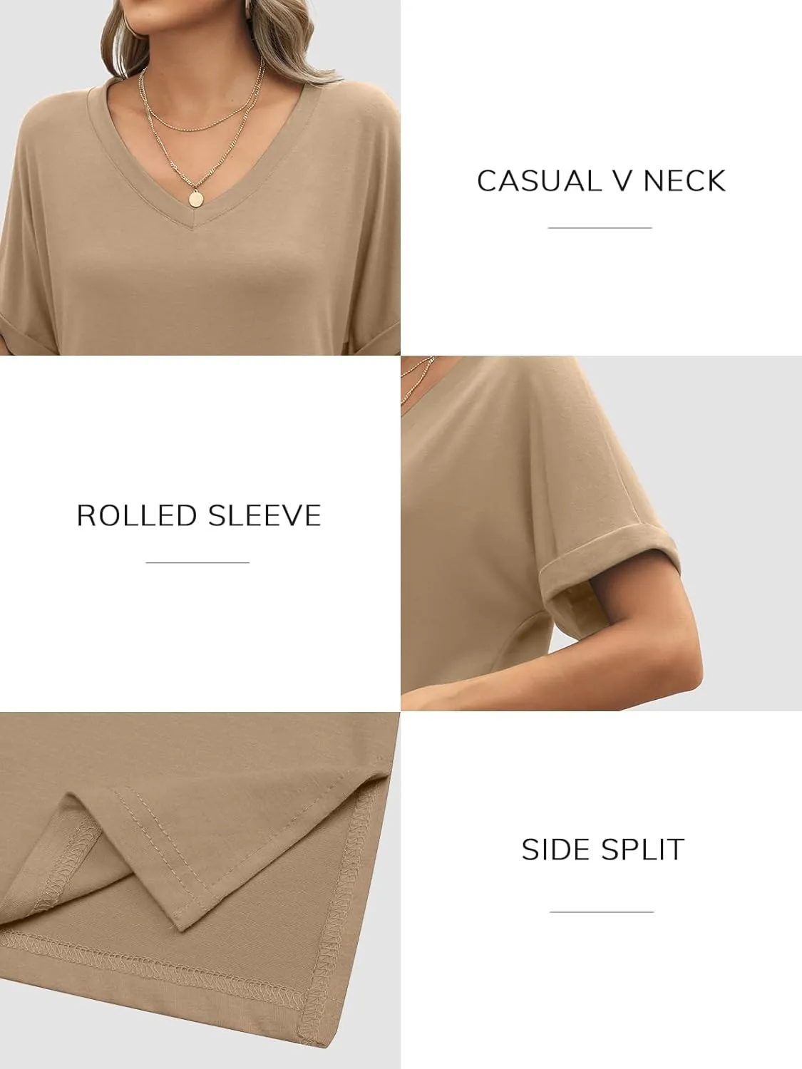 ATHMILE Womens Summer 2025 V Neck Casual Tunic Tops Spring Fashion Basic Trendy Outfits