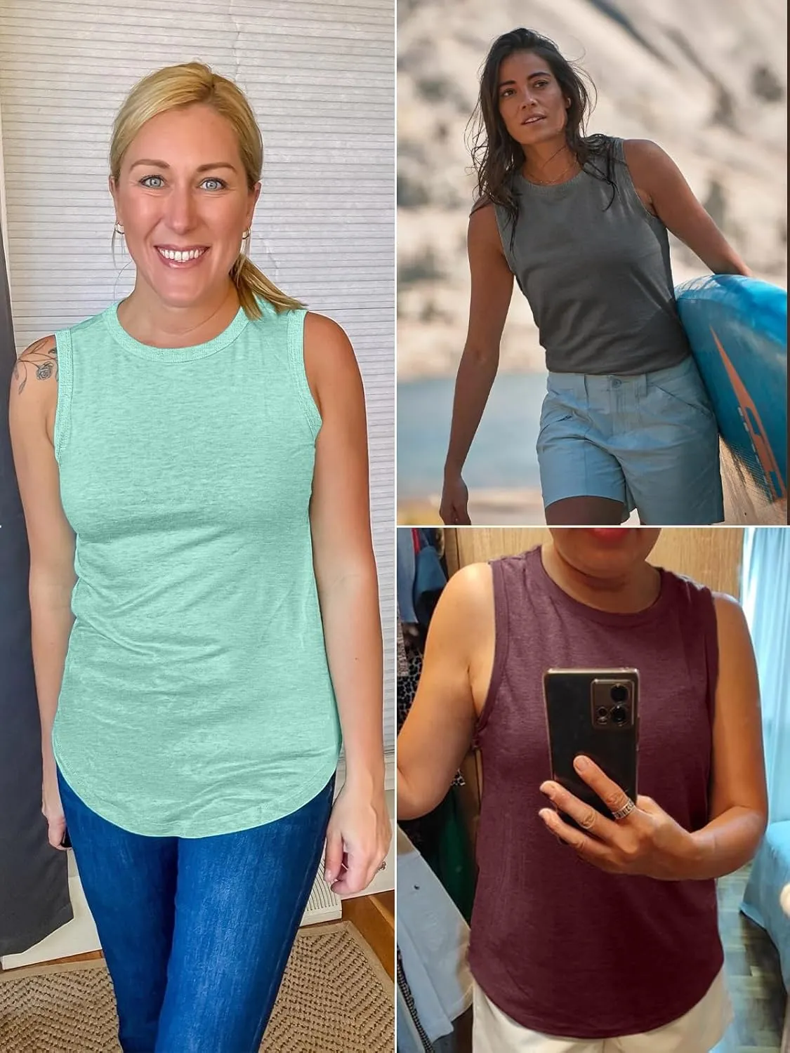 ATHMILE Womens Tank Tops Summer Spring Sleeveless Casual Cute Basic Trendy Loose Flowy Beach Shirt Vacation Outfits 2025