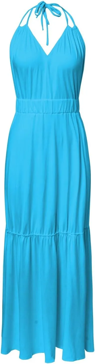 Beach Maxi Dresses For Women 2024 Vacation Spaghetti Strap Sleeveless Casual Summer Dress Print Blackless Sundress