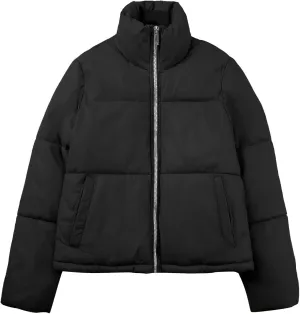 Bellivera Women Faux Leather Jacket Long Quilted Hood Puffer Winter Coat