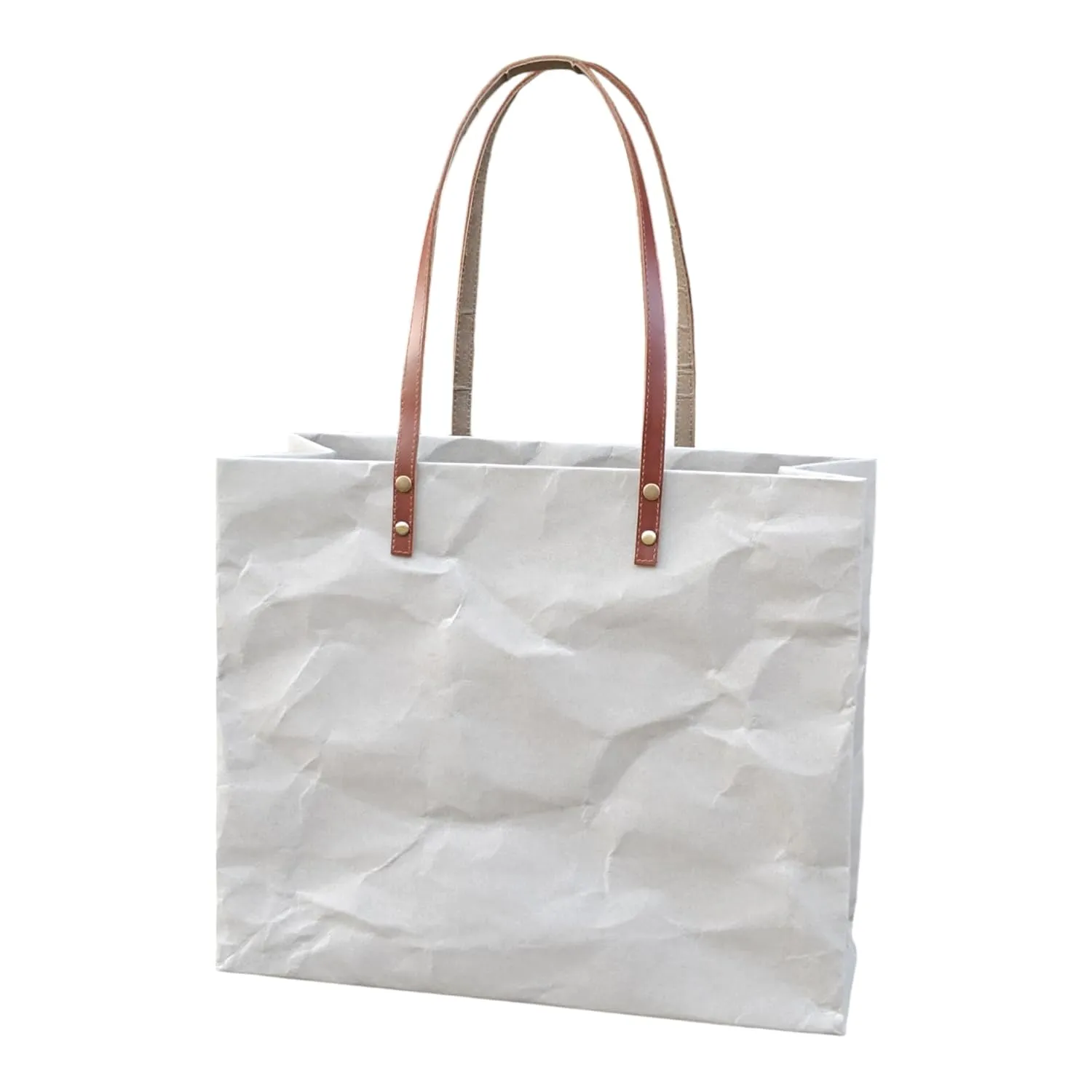 BelltaStudio | Washable Kraft Paper Shoulder Bag, 12 x 14.25 x 6 inches, Grey and Eco friendly