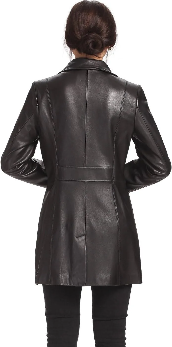 BGSD Women Jocelyn Lambskin Leather Car Coat (Also available in Plus Size & Petite)