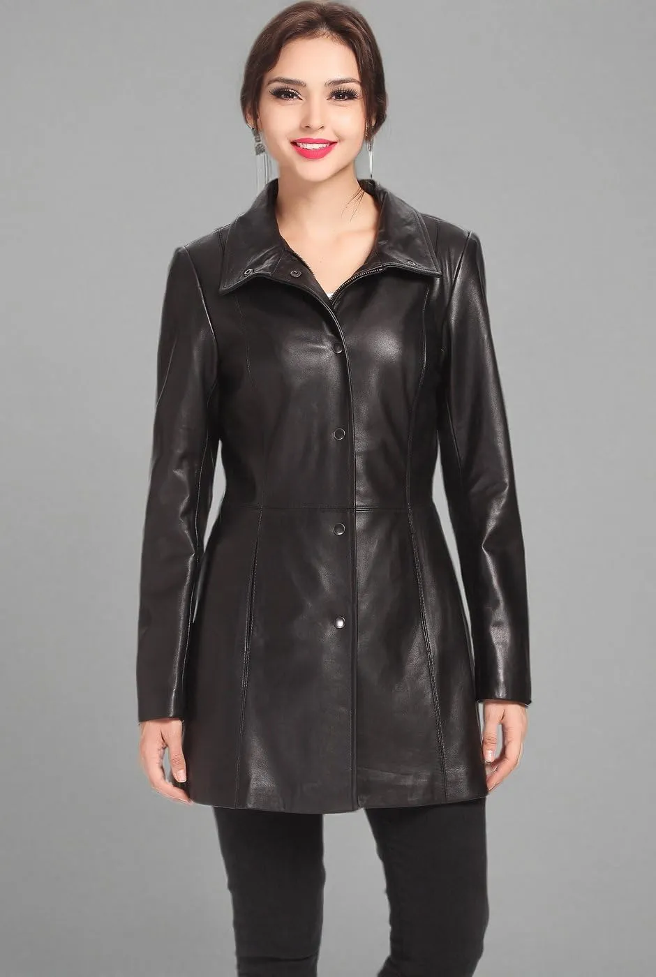 BGSD Women Jocelyn Lambskin Leather Car Coat (Also available in Plus Size & Petite)
