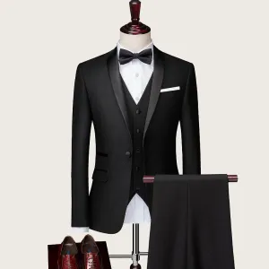 Black Tuxedo Silk Collar Suit