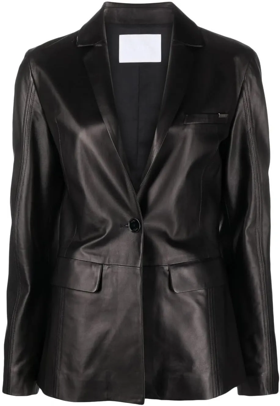 Blazer Coat Genuine Leather Jacket for Women Coat Style Slim Fit and Long Coat Metal Stitching