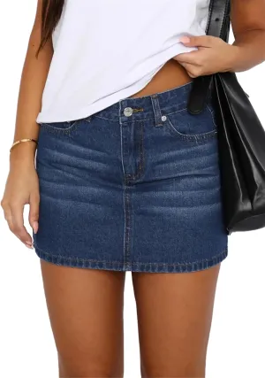 BloomySkorts Skorts Jean Skorts, High Waisted Casual Stretchy Denim Skirt Casual Summer Trendy Mini Jean Skirt