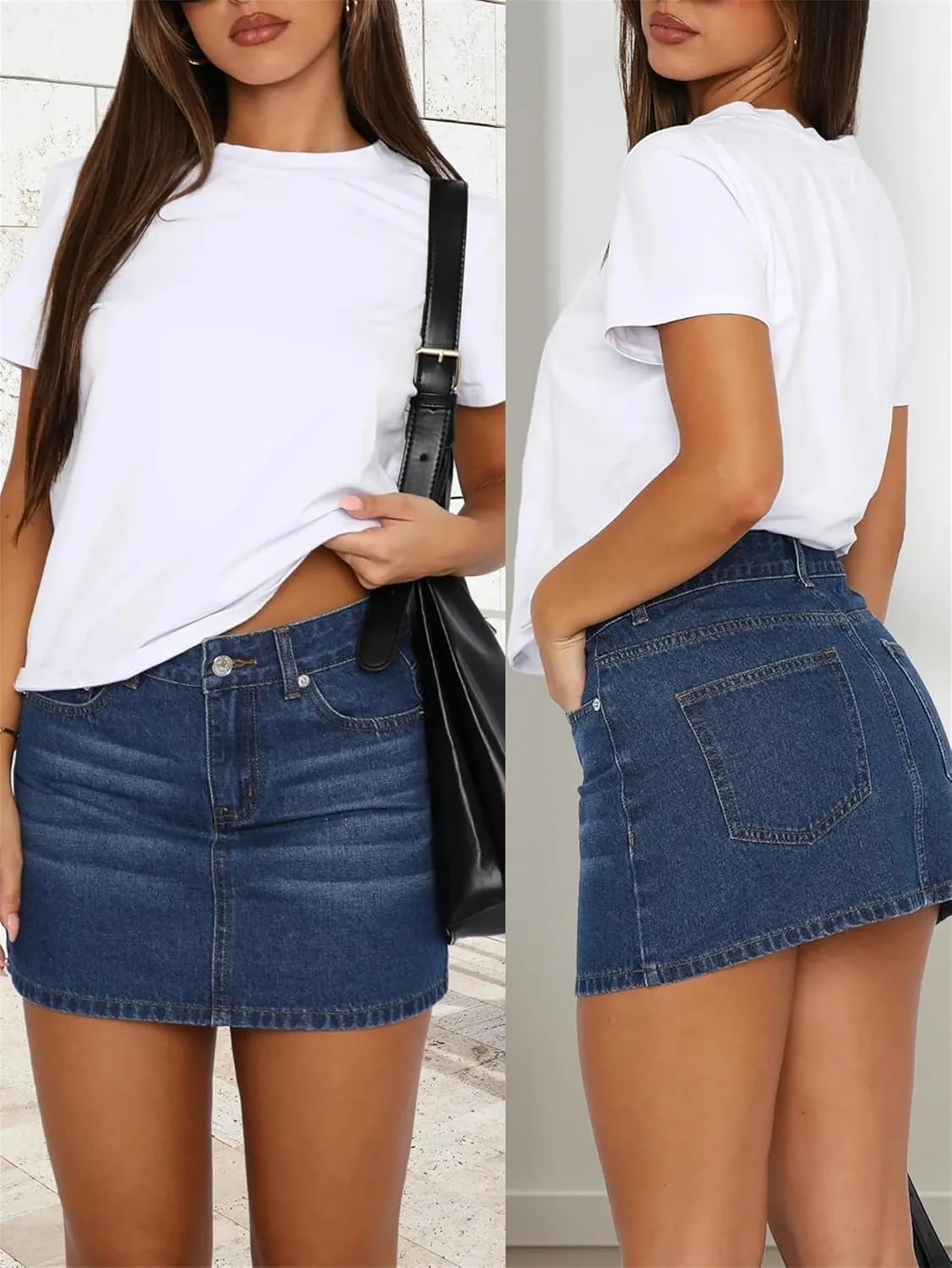 BloomySkorts Skorts Jean Skorts, High Waisted Casual Stretchy Denim Skirt Casual Summer Trendy Mini Jean Skirt