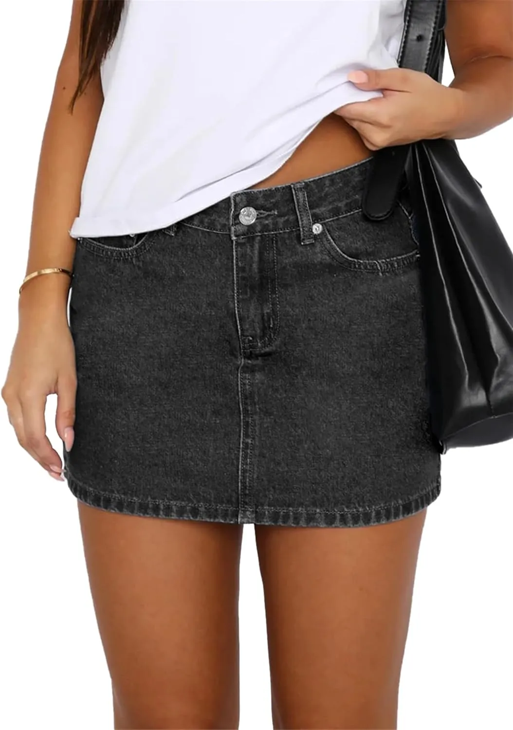 BloomySkorts Skorts Jean Skorts, High Waisted Casual Stretchy Denim Skirt Casual Summer Trendy Mini Jean Skirt
