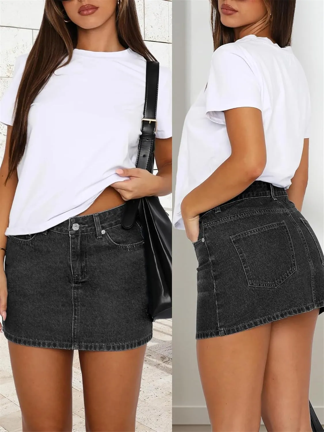 BloomySkorts Skorts Jean Skorts, High Waisted Casual Stretchy Denim Skirt Casual Summer Trendy Mini Jean Skirt