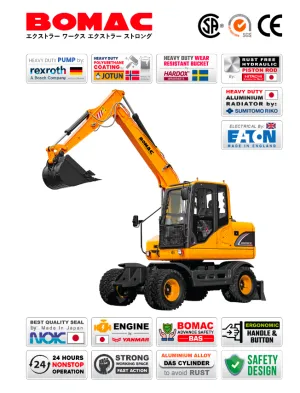 BOMAC Heavy Duty Wheel Excavator with YANMAR Engine, JAPAN  Model : BE69W-B