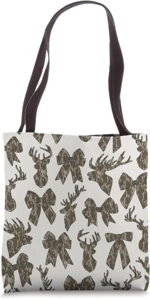 Bottomland Camo Coquette Bow Deer Hunting Women Tote Bag