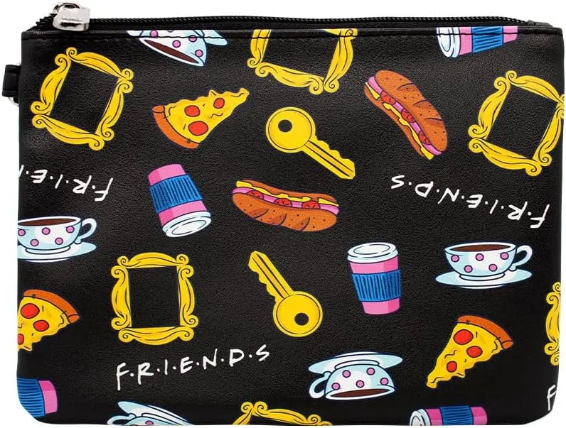 Buckle Down Friends Wallet, Single Pocket Wristlet, Television Show Icons Collage, Black, Vegan Leather
