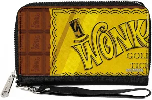 Buckle-Down Movies Wallet, Zip Around, Willy Wonka and the Chocolate Factory Golden Ticket Wonka Bar, Vegan Leather