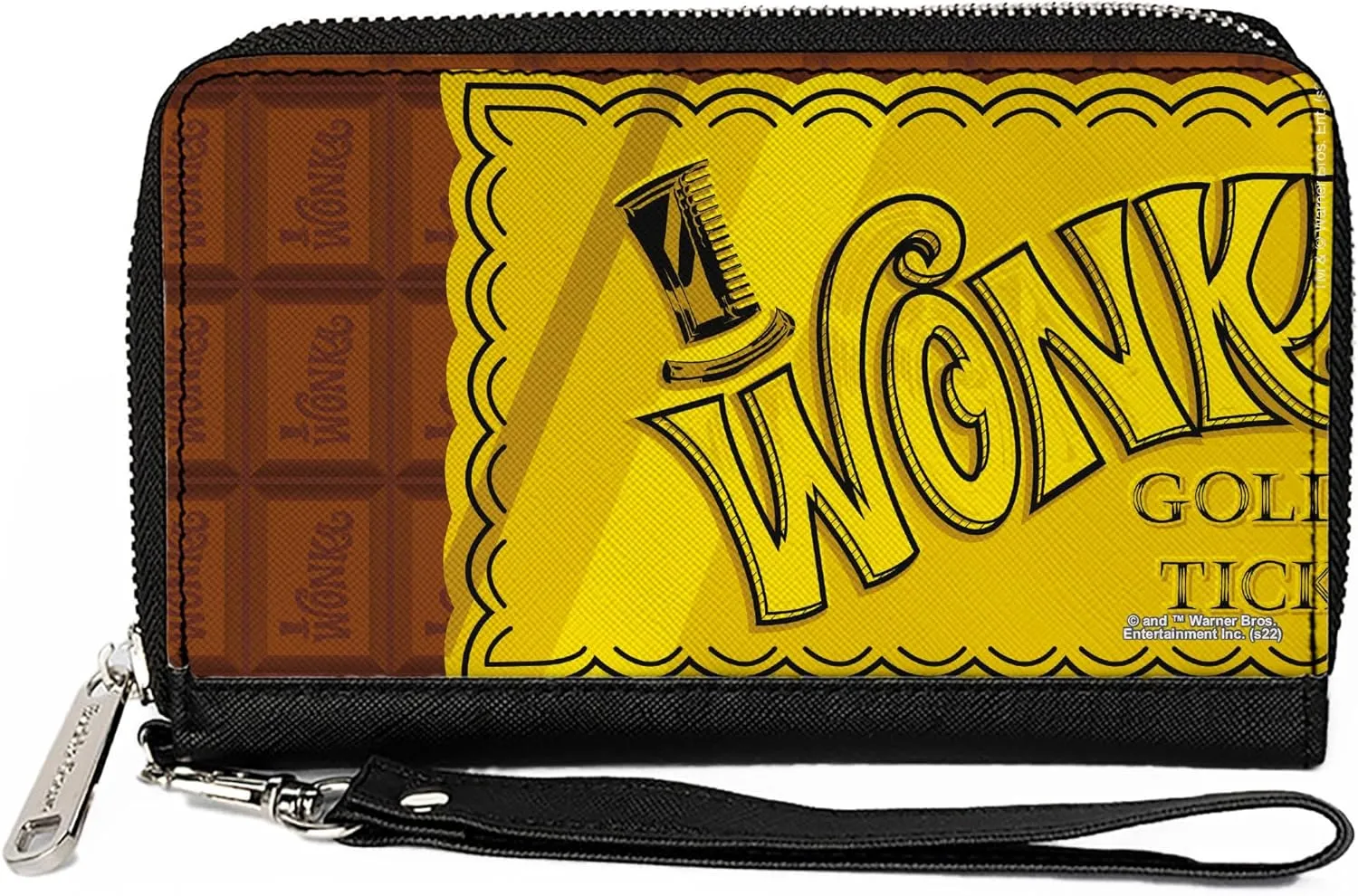 Buckle-Down Movies Wallet, Zip Around, Willy Wonka and the Chocolate Factory Golden Ticket Wonka Bar, Vegan Leather