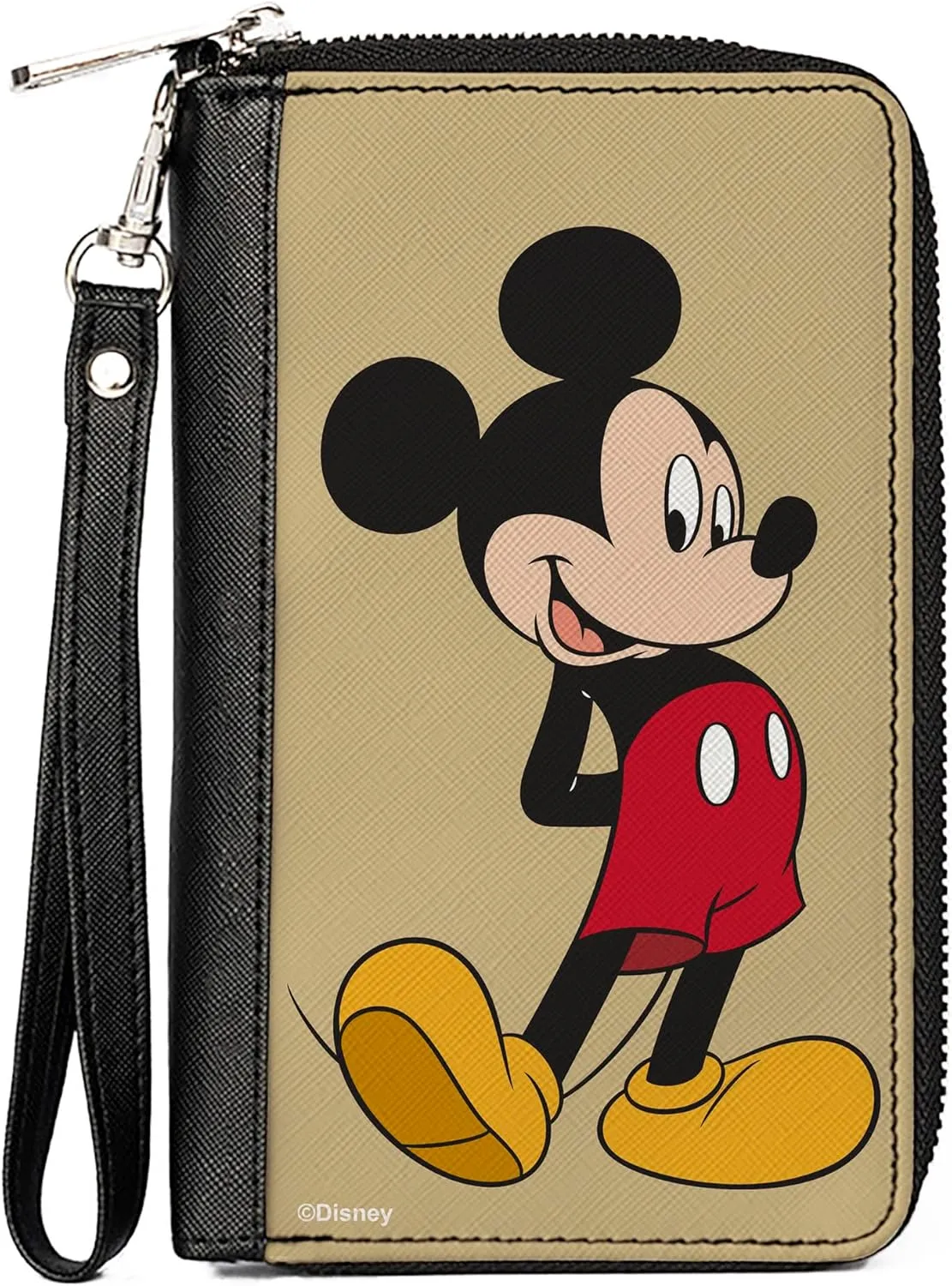 Buckle-Down PU Zip Around Wallet Rectangle Classic Mickey Mouse Standing Pose Yellow