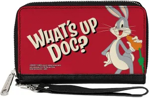 Buckle-Down Women's PU Zip Around Wallet Rectangle-Bugs Bunny, 7.5"x4.5"