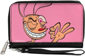 Buckle-Down Women's PU Zip Around Wallet Rectangle-The Ren & Stimpy Show, 7.5"x4.5"